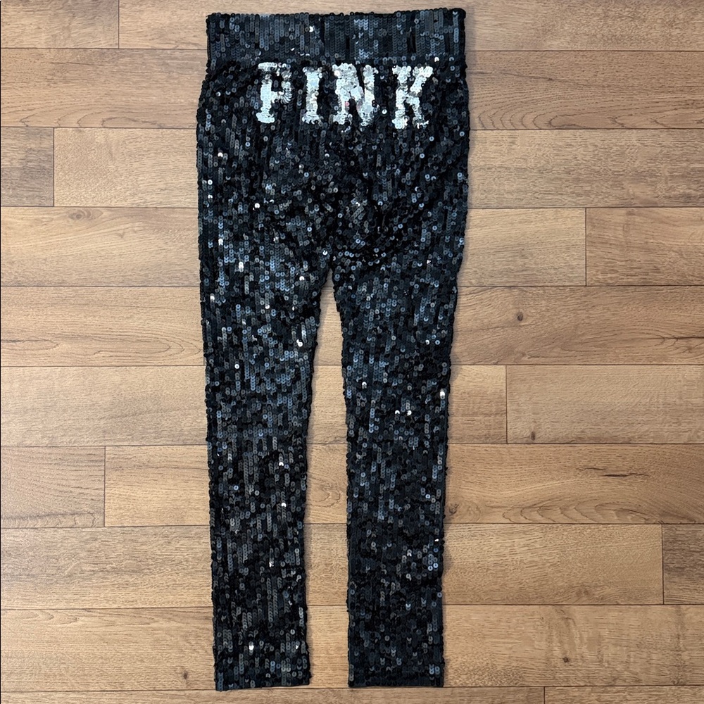 Y2K Victoria’s Secret PINK Size Small Sequin Leggings 2008 McBling Butt Spellout - Picture 5 of 17